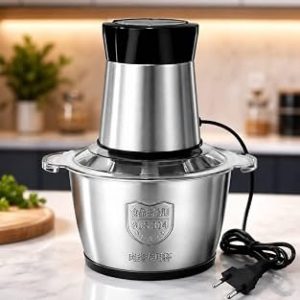 TRADY Electric Food Processor 2L Stainless Steel Meat Grinder 4 Sharp Stainless Steel Blades 2 Speed Food Chopper Vegetable Cutter, Garlic & Onion Chopper, Nut Grinder, Baby Food Maker, Ice Crusher